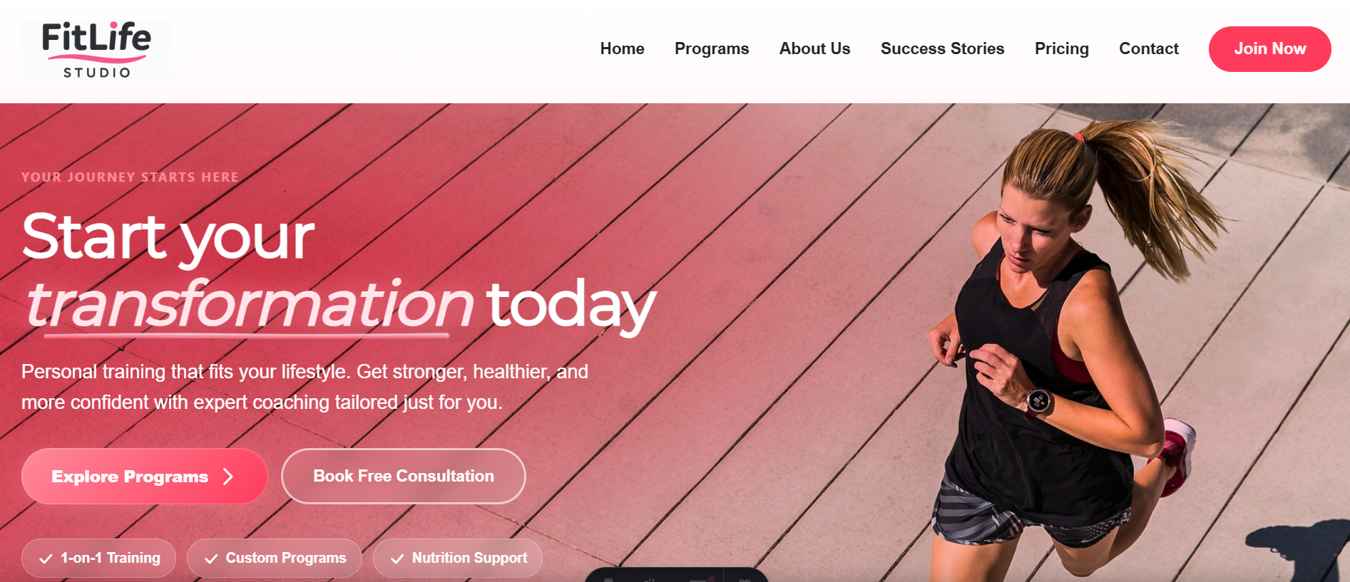 FitLife Studio website design